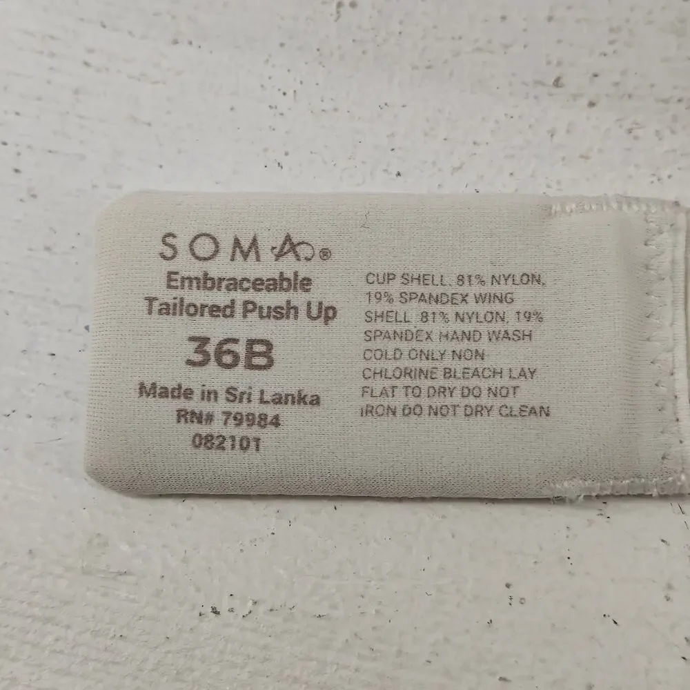 Soma Embraceable Tailored Push up Bra Cream Womesns 36B